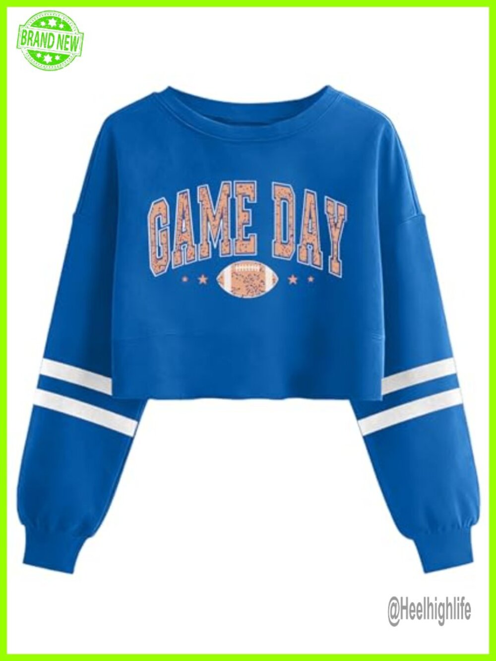Game Day Long Sleeve Crop Sweatshirt Womens Football Pullover